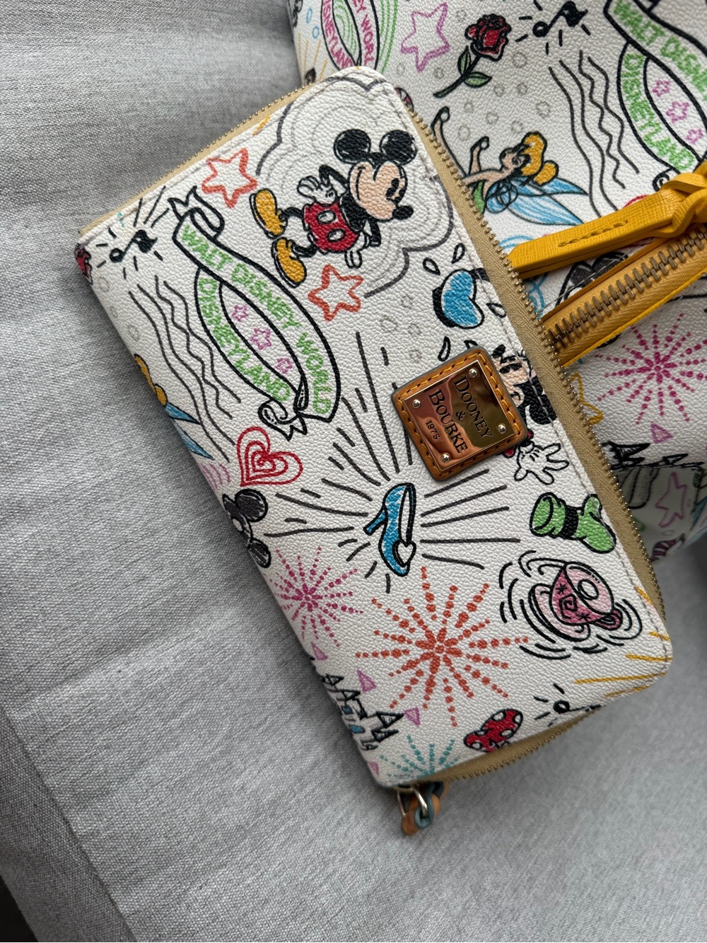 Dooney & Bourke Disney Parks Yellow-Trim Canvas Shoulder Bag with Wallet - Picture 6 of 8